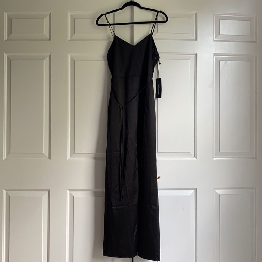 For Love & Lemons black satin maxi slip